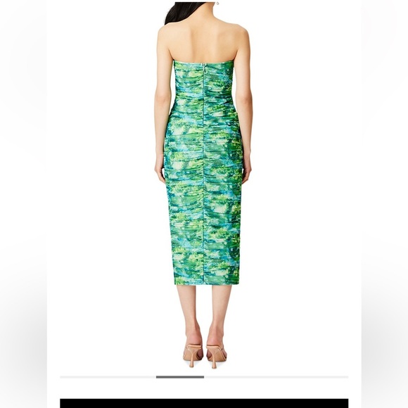 Elliatt Strapless dress size Medium Larkspur printed Mesh U-Wire bodycon rouched - Picture 13 of 15